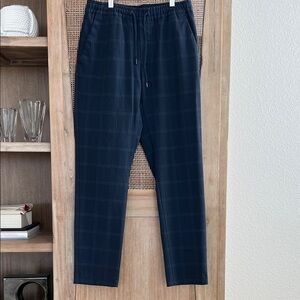 Zara Men's Dark Blue Checkered Jogger Waist Stretch Pants